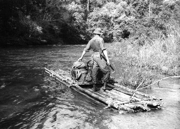 SAS soldier utilizing local transport in Malaya