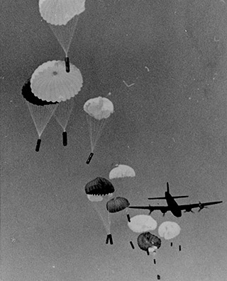Parachute re-supply drop